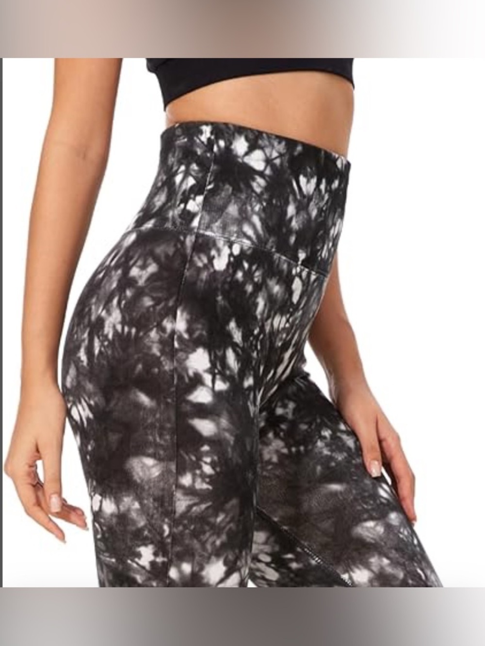 New- 3Xl black tie-dye soft fold over waist Straight & wide Leg yoga pants